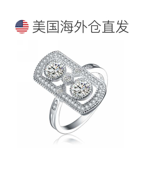 自营GENEVIVE 纯银透明圆形立方氧化锆现代戒指 - 银白色 美国奥