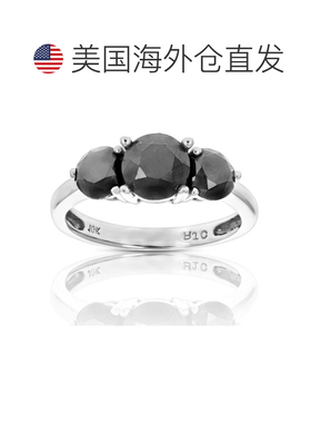 自营vir jewels3 cttw 3 石黑色钻石订婚戒指 10K 白金 3 爪 - 白
