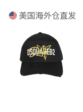 自营dsquared2黑色棉质大胆徽标棒球帽-黑色 美国奥莱直发