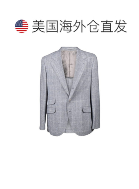 自营Brunello Cucinelli Silk Men's Blazer - blue 美国奥莱直发