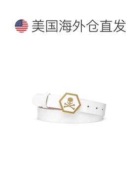 自营 philipp plein皮带骷髅头-白色/金色 美国奥莱直发腰带