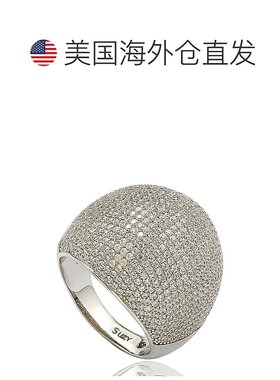 自营 Suzy Levian 白色纯银方晶锆石密钉戒指 - 白色 美国奥莱直