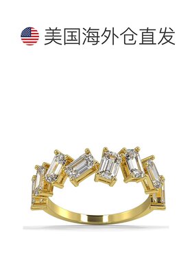 pompeii32 1/2 克拉祖母绿切割莫桑石结婚戒指（10k 白金、黄金或