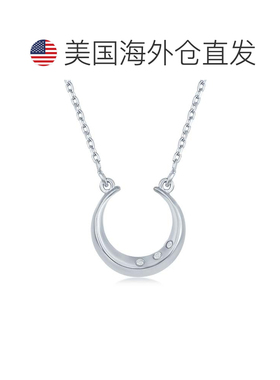 自营 simona925 纯银 0.018cttw 钻石马蹄形项链 - 银白色 美国奥