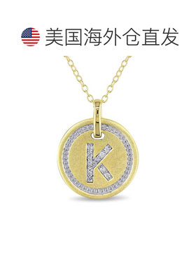 自营Mimi & Max K 首字母钻石配饰吊坠配镀黄纯银链条 - 黄色 美