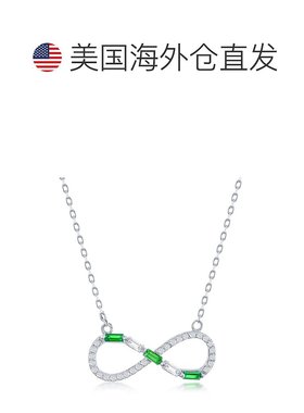 自营 simona纯银圆形和长方形 CZ 无限项链 - 仿宝石 - 绿色 美国