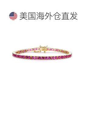 美国直邮自营GENEVIVE 纯银方晶锆石网球手链 - 红宝石 美国奥莱