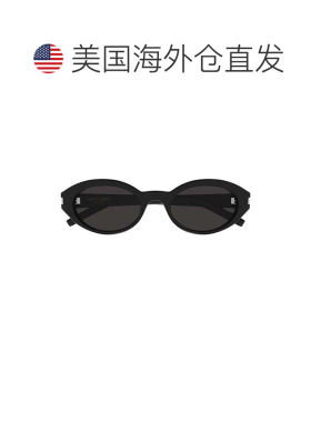 自营saint laurent椭圆镜框太阳眼镜，有光泽的黑色饰面-灰色 美