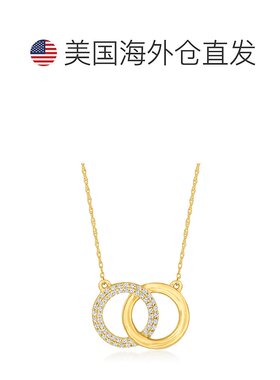 自营 Ross-Simons 14 克拉黄金密镶钻石互锁圆形项链 18 英寸 美