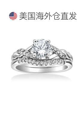 自营pompeii35/8 cttw 钻石订婚结婚戒指套装扭曲曲线带 14k 白金