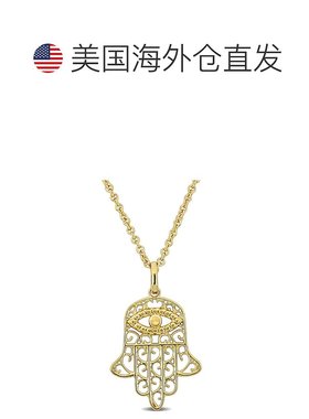 自营 18k 镀金银 Mimi & Max Hamsa Charm 吊坠配链 - 17.5+1.5