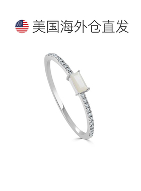 自营sabrina14K White Gold Mother Of Pearl & Diamond Band - w