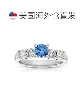 自营vir jewels1.40 克拉蓝色和白色钻石订婚戒指 14K 白金新娘 -