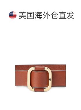 【美国直邮】Ralph Lauren女士简约时尚腰带棕色真皮柔软滑扣设计