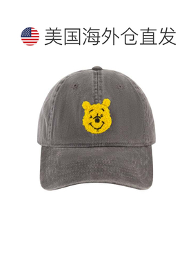 自营disney迪士尼小熊维尼头雪尼尔贴布爸爸帽 - 黑色 美国奥莱直