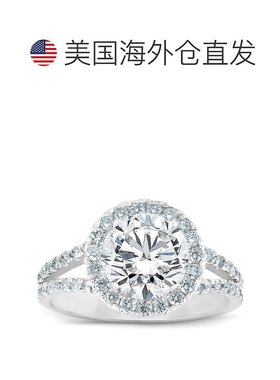 自营pompeii3铂金 2 克拉钻石光环订婚戒指拆分带尺寸 6.5 - 铂金