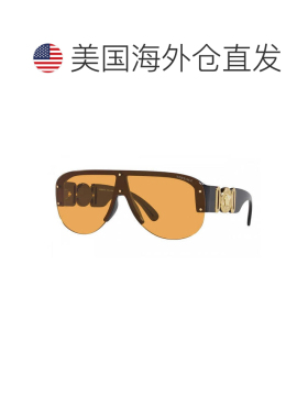自营Versace太阳眼镜飞行员半轮辋，黑色镜框和橙色镜片Ve4391Gb1