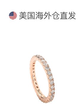 自营 Suzy Levian Rose 纯银薄白色方晶锆石永恒戒指 - 粉红色 美