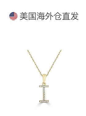 自营 sabrina14k 玫瑰金和钻石初始项链 - 玫瑰 i 美国奥莱直发