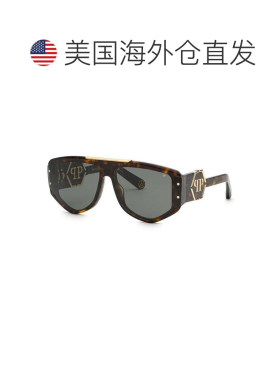 自营Philipp Plein飞行员全轮辋太阳镜，大理石纹镜框和灰色镜片S
