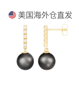 自营splendid pearls14k 金镶钻大溪地珍珠耳环 - 黑色 美国奥莱