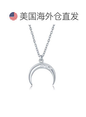 自营 simona925 纯银 0.06cttw 钻石意大利牛角项链 - 银白色 美