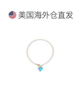 自营classicharmsEsmee 天蓝色釉心形吊坠珍珠项链 - 天蓝色 美国