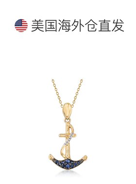 Ross-Simons 蓝宝石锚吊坠项链，带白色托帕石口音，18 克拉黄金