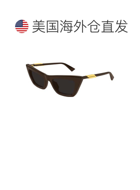 自营bottega veneta金色Bv1446s光面醋酸纤维超大猫眼太阳镜-黑色