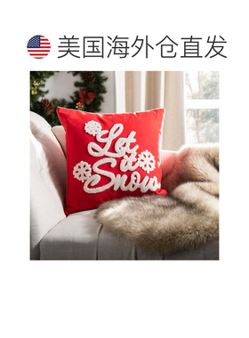 自营safaviehLet It Snow 枕头 - 红/白 美国奥莱直发