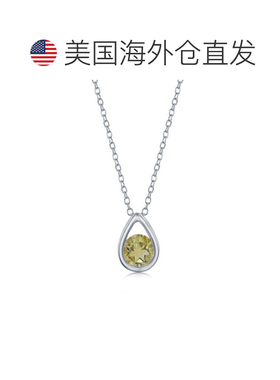 自营 simona纯银梨形项链配圆形“十一月诞生石”宝石 - 黄水晶 -