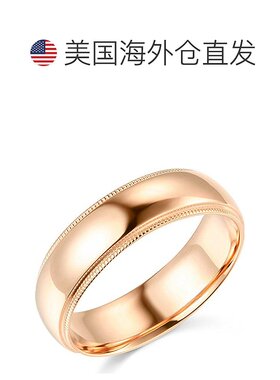 自营 pompeii37 毫米密镶平纹高抛光圆顶结婚戒指 10k 白金、黄金