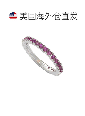 自营Suzy Levian 纯银薄红色方晶锆石永恒戒指 - 红色 美国奥莱直