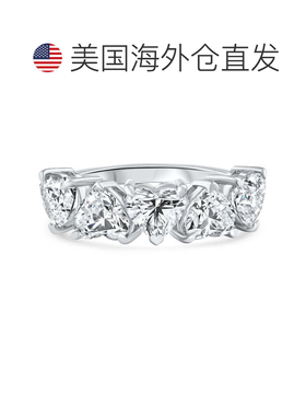 自营pompeii33 3/4 克拉心形钻石五石结婚戒指 14k 黄金实验室培