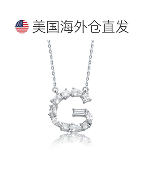 自营geneviveSterling Silver White Gold Plated with Clear Cub
