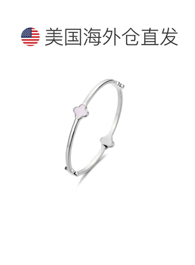 自营adorniaSilver Plated Mother of Pearl Clover Bangle - whi