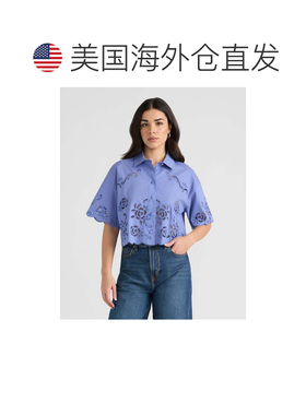 自营NVLT Women’s Eyelet Camp Shirt - violet blue 美国奥莱直