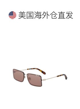 自营 off-white米白色无框矩形太阳镜，炮铜框架和蓝色镜片Oeri13