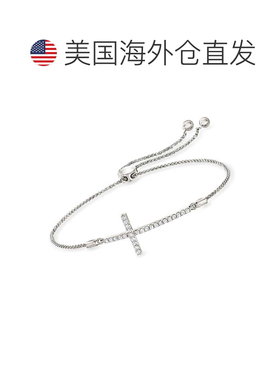 自营925 纯银 Ross-Simons 钻石十字波罗手链 - 白色 美国奥莱直