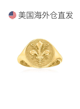 自营 Ross-Simons 意大利 14 克拉黄金 Fleur-De-Lis 图章戒指 -