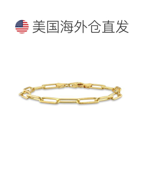 自营Mimi & Max 5 毫米抛光回形针链手链 18k 镀金纯银 - 7.5 英