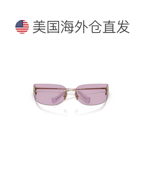 自营miu miu无框太阳镜，配长方形紫色镜片和金色装饰-粉红色 美