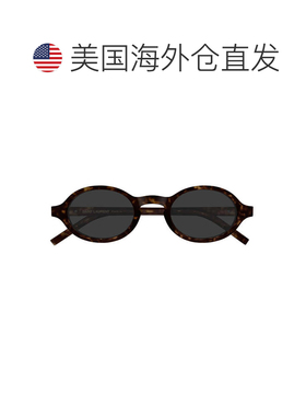 自营saint laurent黑色字母组合醋酸椭圆太阳镜-黑色 美国奥莱直