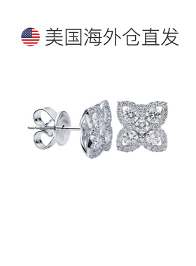 自营Suzy Levian 18k 白金和 0.91 TCW 钻石花簇耳钉 - 白色 美国