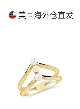 自营 sterling forever纯银三重珍珠叠环 - 金 美国奥莱直发戒指