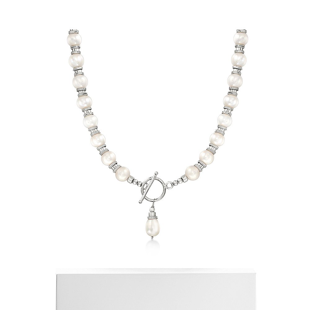 Ross-Simons 8.5-9mm Cultured Pearl Toggle Necklace in Sterli - 图3