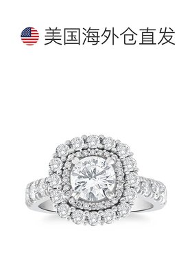 自营 pompeii32 1/2 克拉 14k 白金或黄金垫形光环钻石订婚戒指 -