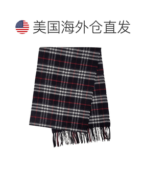 自营Burberry Navy Vintage Checker Cashmere Long Scarf with