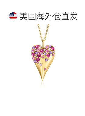 自营Ross-Simons Multi-Gemstone Heart Pendant Necklace in 18k