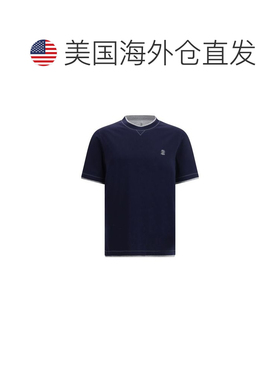 自营Brunello Cucinelli Cotton Men's T-Shirt - blue 美国奥莱